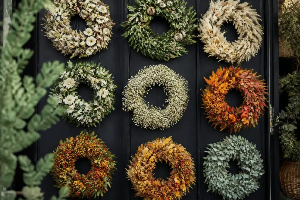 Couronnes decoratives aux designs varies pour portes