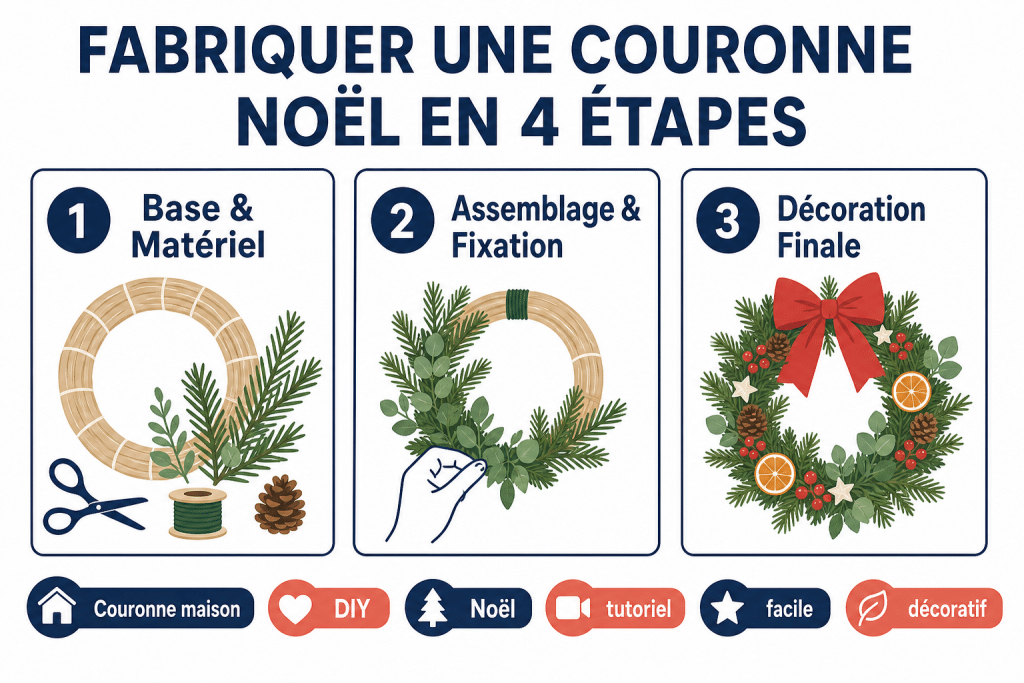 Fabriquer une couronne noël en 4 étapes