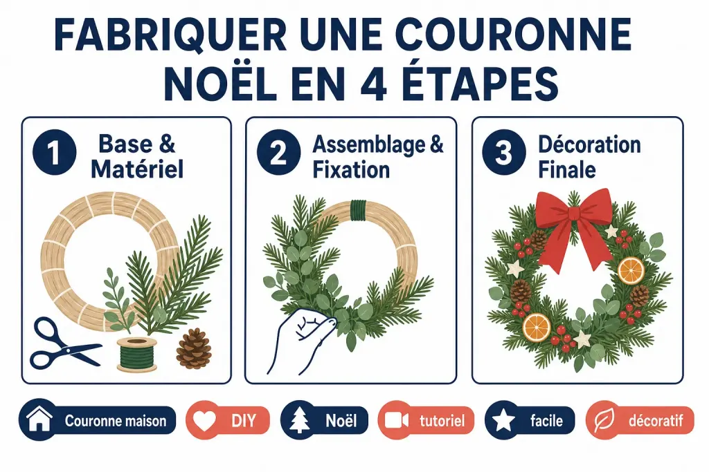 Fabriquer une couronne noël en 4 étapes