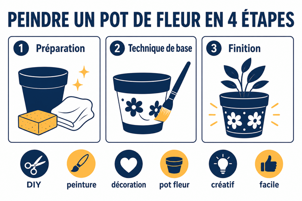 Peindre un pot de fleur en 4 étapes