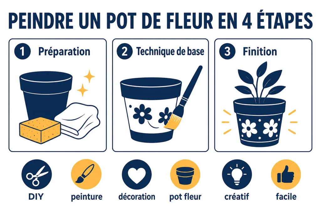 Peindre un pot de fleur en 4 étapes