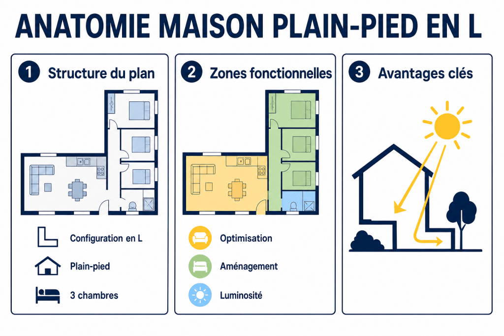 Anatomie maison plain-pied en l