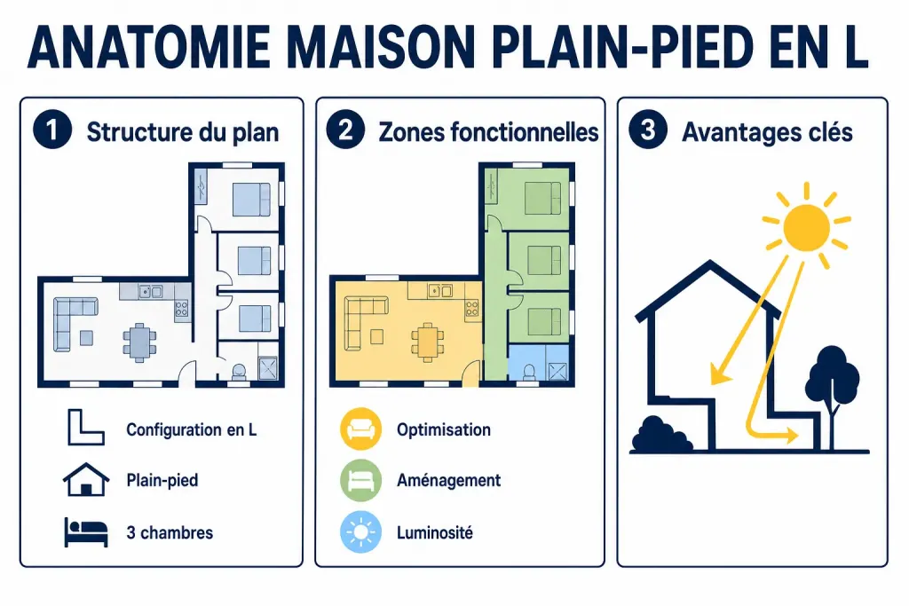 Anatomie maison plain-pied en l