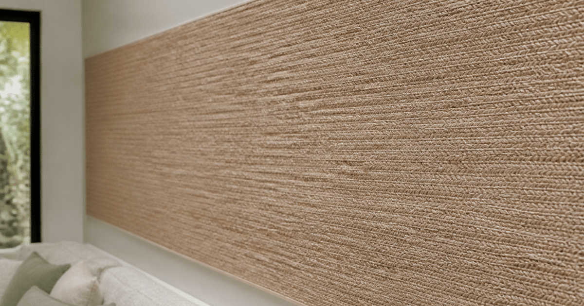 Panneau mural tisse jonc marin beige clair fixe horizontal