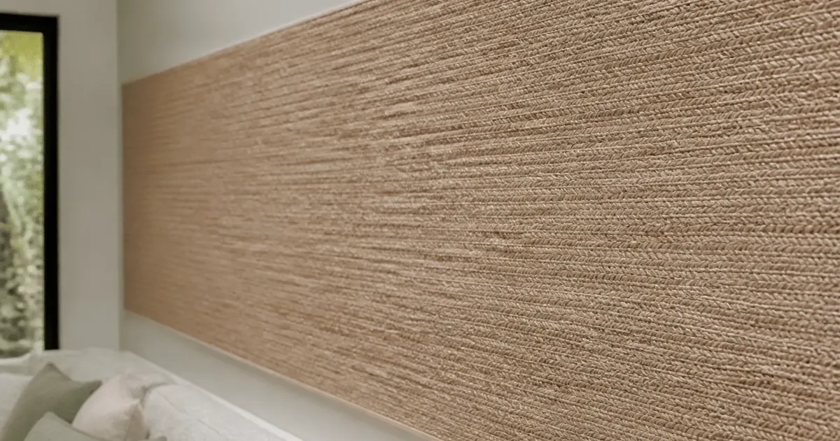 Panneau mural tisse jonc marin beige clair fixe horizontal