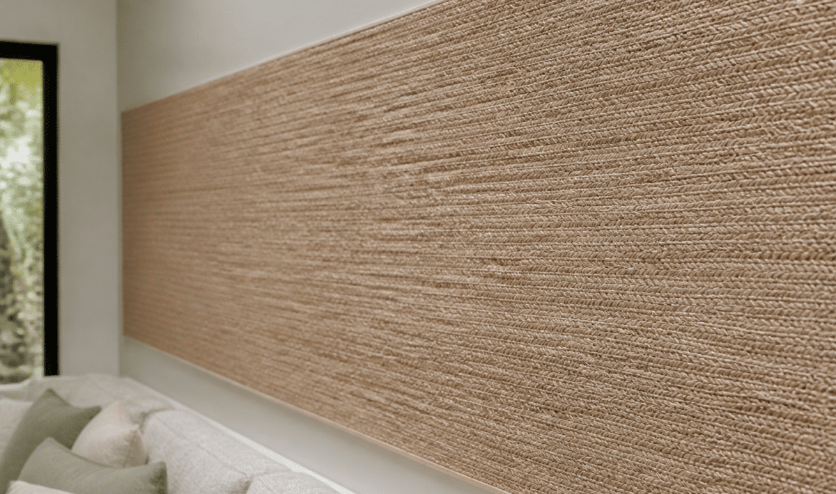 Panneau mural tisse jonc marin beige clair fixe horizontal